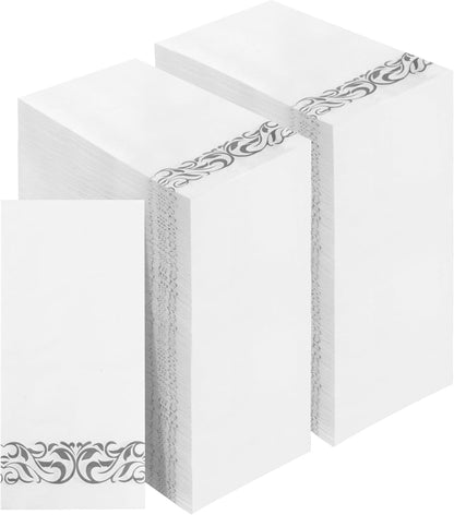 BESTVIP 200 Pack Disposable Paper Napkins, 3-Ply Dinner Napkins with Gold Trim for Guests, Bathroom Paper Hand Towels Soft and Absorbent, Perfect for Kitchen, Dinner, Party, Wedding or Event