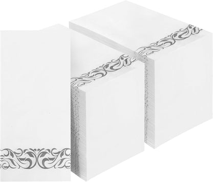 BESTVIP 200 Pack Disposable Paper Napkins, 3-Ply Dinner Napkins with Gold Trim for Guests, Bathroom Paper Hand Towels Soft and Absorbent, Perfect for Kitchen, Dinner, Party, Wedding or Event