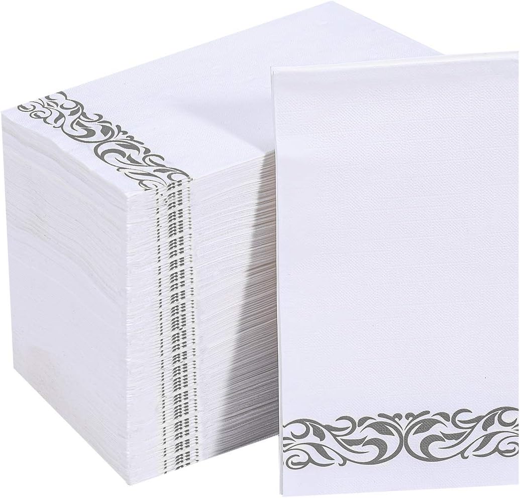Vplus 200 Pack Paper Napkins Guest Towels Disposable Premium Quality 3-ply Dinner Napkins Disposable Soft, Absorbent, Perfect for Kitchen, Wedding, Parties, Dinners or Events (Gold)