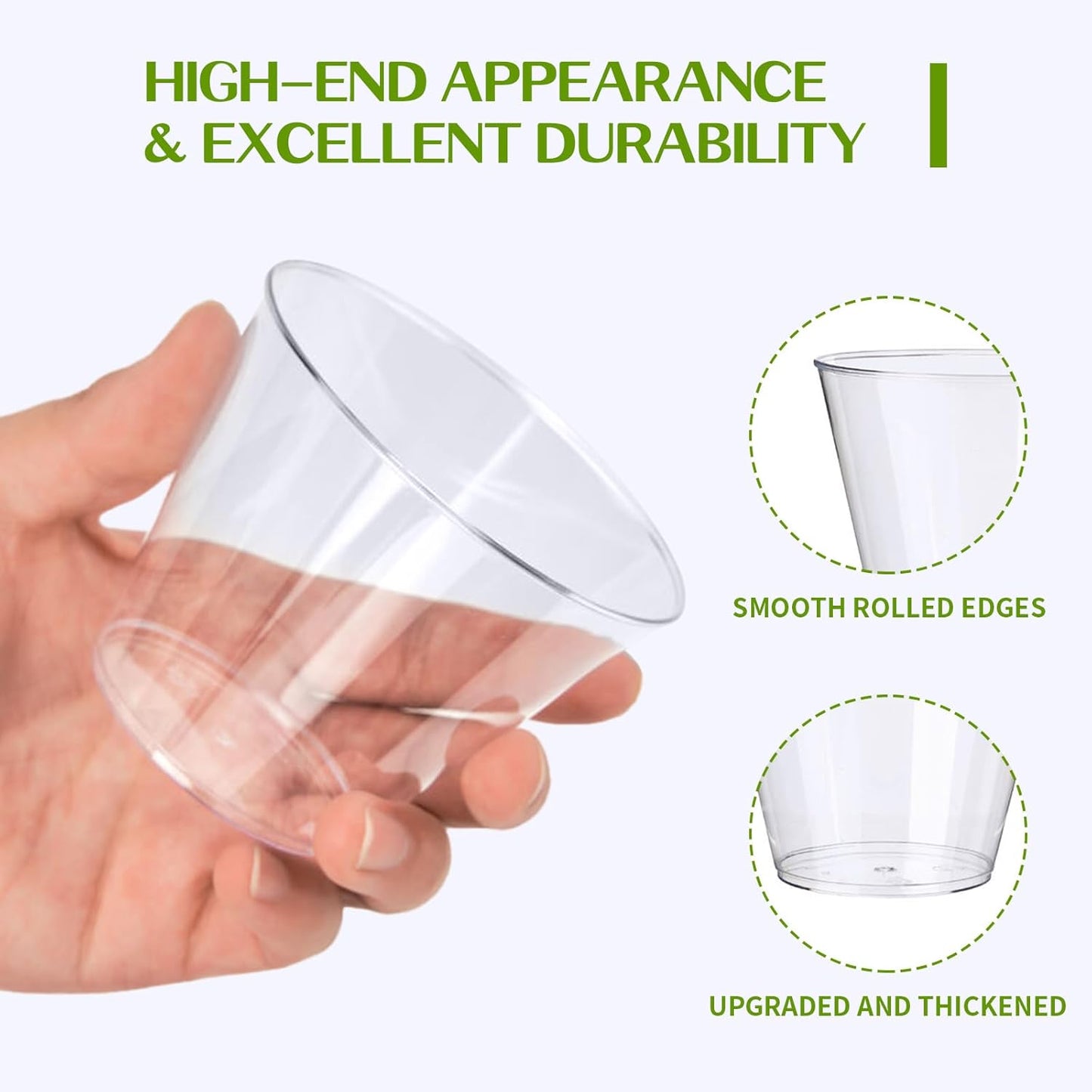 RACETOP 200 Pack 9 oz Clear Plastic Cups for Party, Disposable Clear Cup, Disposable Cups, Wine Glasses Cups, Plastic Cocktail Glasses