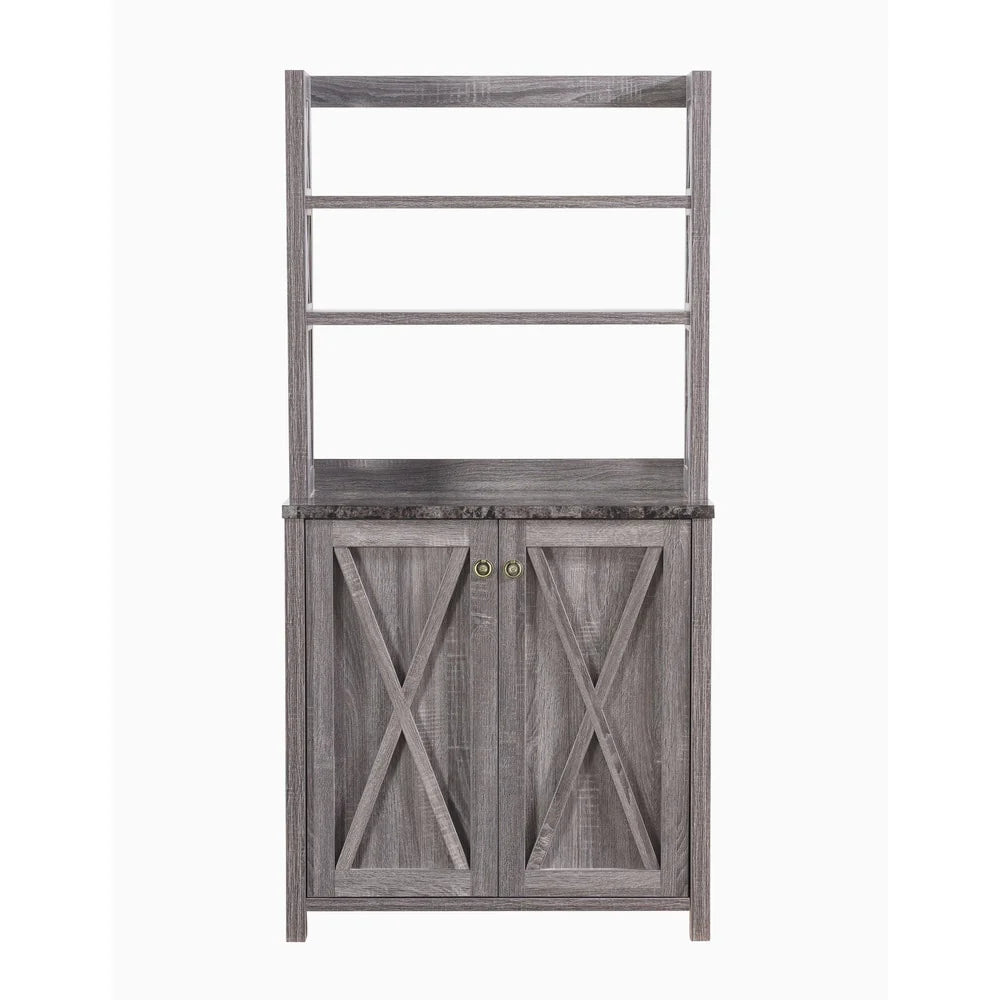 Figg Rustic Wood Multi-shelf Microwave Cabinet by Furniture of America