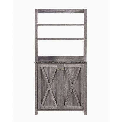 Figg Rustic Wood Multi-shelf Microwave Cabinet by Furniture of America