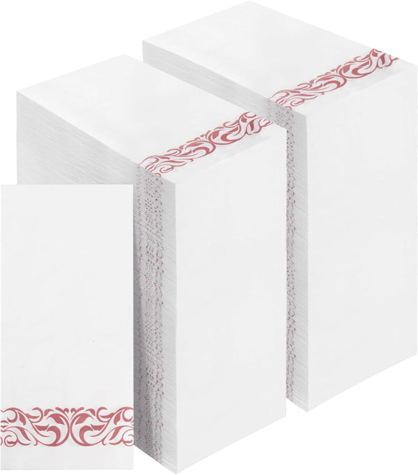 BESTVIP 200 Pack Disposable Paper Napkins, 3-Ply Dinner Napkins with Gold Trim for Guests, Bathroom Paper Hand Towels Soft and Absorbent, Perfect for Kitchen, Dinner, Party, Wedding or Event