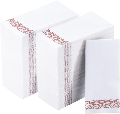 Vplus 200 Pack Paper Napkins Guest Towels Disposable Premium Quality 3-ply Dinner Napkins Disposable Soft, Absorbent, Perfect for Kitchen, Wedding, Parties, Dinners or Events (Gold)