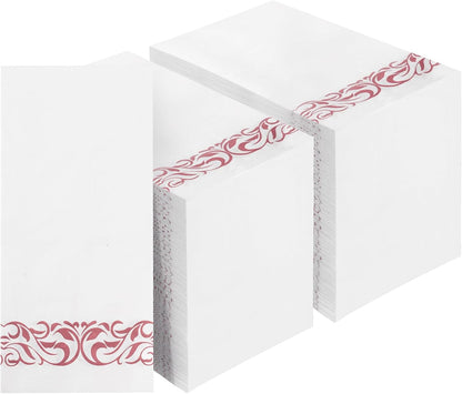 BESTVIP 200 Pack Disposable Paper Napkins, 3-Ply Dinner Napkins with Gold Trim for Guests, Bathroom Paper Hand Towels Soft and Absorbent, Perfect for Kitchen, Dinner, Party, Wedding or Event