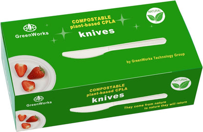 GreenWorks Heavy-duty Compostable Spoons,BPI Certified,100 Count Large Disposable Cutlery Spoons