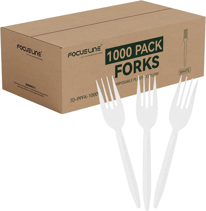 FOCUSLINE 1000 Pack Plastic Teaspoons White, Disposable Spoons Bulk, Heat Resistant Disposable Spoons for Take out Restaurants, Family Gatherings, Outdoor Activities