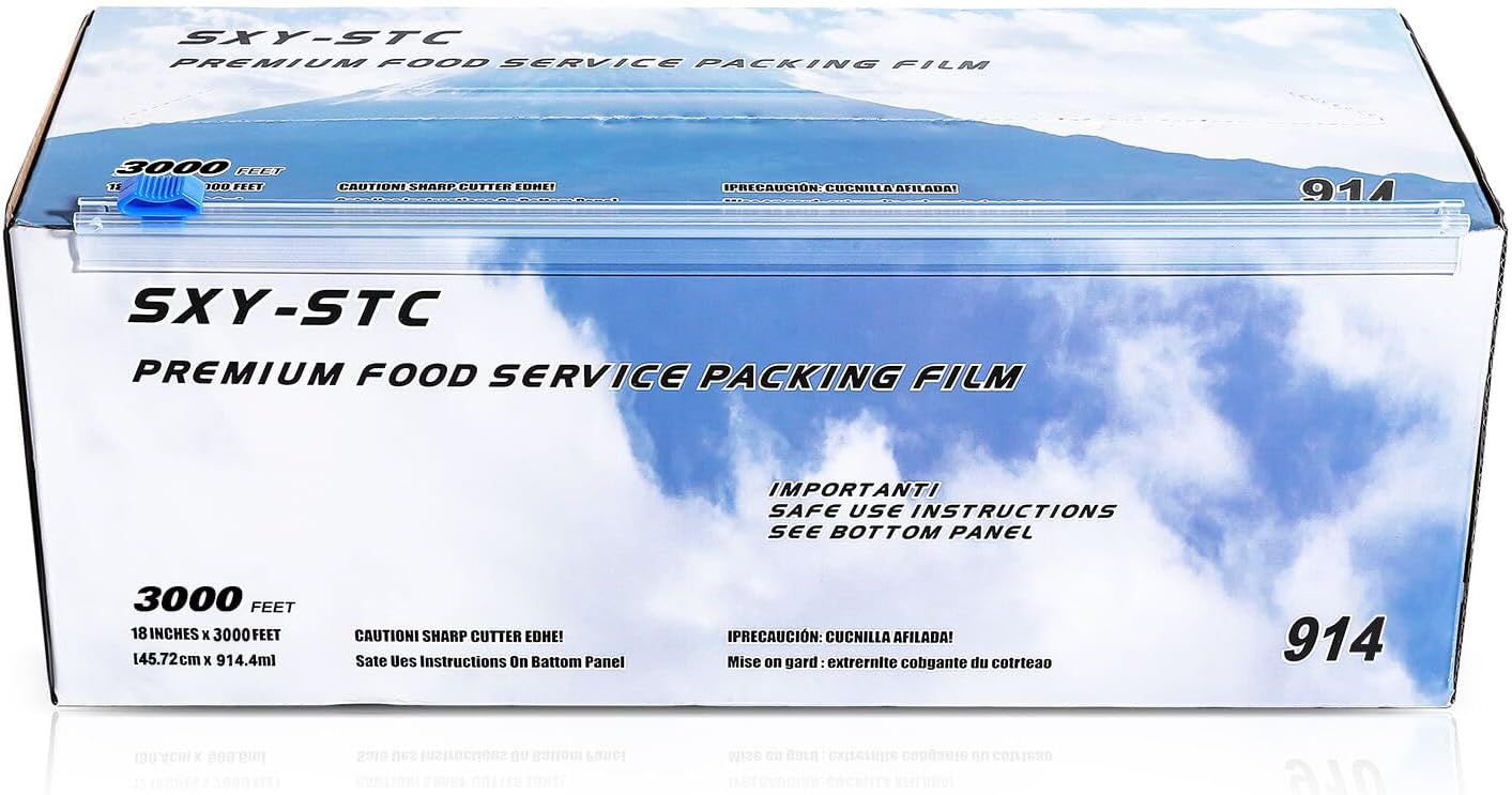 Plastic Food Wrap Thick Enough for daily use Stronger for Comercial Use Durable With Slide Cutter 12"wide 2000 Feet long Home and Commercial Use Food Service
