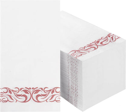 BESTVIP 200 Pack Disposable Paper Napkins, 3-Ply Dinner Napkins with Gold Trim for Guests, Bathroom Paper Hand Towels Soft and Absorbent, Perfect for Kitchen, Dinner, Party, Wedding or Event