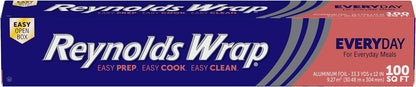 Reynolds Wrap Aluminum Foil Pack, Aluminum Foil Roll Double Pack, Easily Moldable Around Food for a Tight Seal, Great for Covering Dishes and Storing Leftovers, 2 Pack, 175 Sq. Ft. Rolls