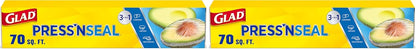 Glad Press'N Seal Plastic Food Wrap, 100 Square Foot Roll, Pack of 3, (Package May Vary)