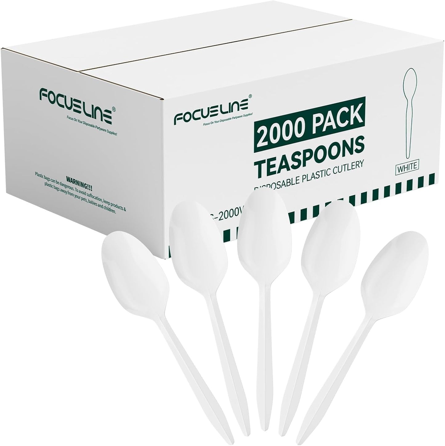 FOCUSLINE 2000 Pack White Disposable Sporks, Heat Resistant Plastic Sporks Bulk, Plastic Silverware for Take out Restaurants, Parties, Picnics, Travel & Any Events