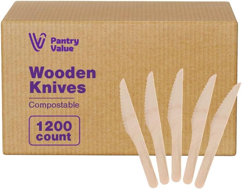 Pantry Value [100 Count] Wooden Spoons Disposable, Splinter-free Biodegradable Spoons, Eco-friendly, Compostable Utensils for Outdoors, Parties, and events