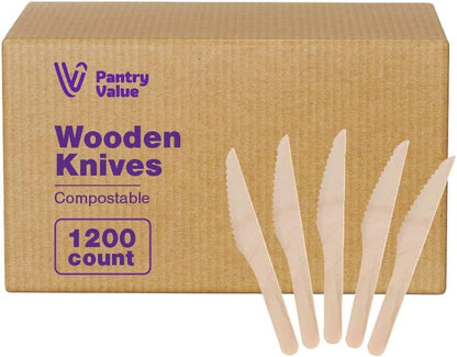 Pantry Value [100 Count] Wooden Spoons Disposable, Splinter-free Biodegradable Spoons, Eco-friendly, Compostable Utensils for Outdoors, Parties, and events