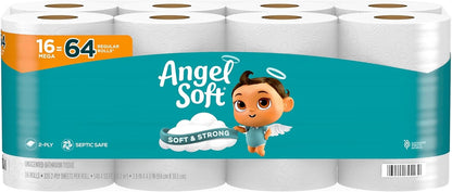 Angel Soft Toilet Paper, 18 Mega Rolls = 72 Regular Rolls, Soft and Strong Toilet Tissue