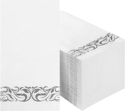 BESTVIP 200 Pack Disposable Paper Napkins, 3-Ply Dinner Napkins with Gold Trim for Guests, Bathroom Paper Hand Towels Soft and Absorbent, Perfect for Kitchen, Dinner, Party, Wedding or Event
