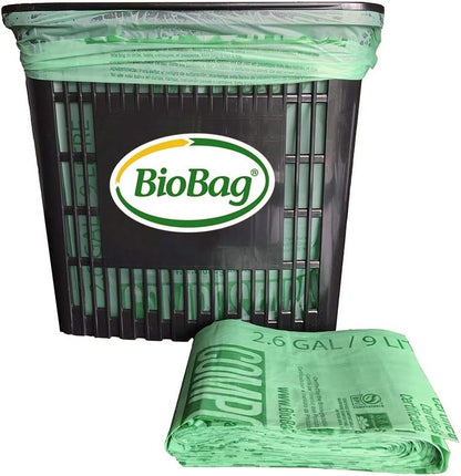 BioBag, 2.6 Gallon Compostable Food Scrap Bags, 100 Count Kitchen Counter Compost Bin Liners, BPI Certified, ASTM D6400, Made in USA