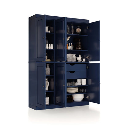 Palace Imports 100% Solid Wood China Pantry with Glass or Solid Wood Doors and 2-Drawers - 48.5" x 71.5"