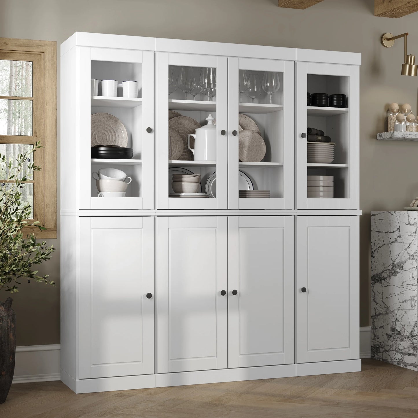 100% Solid Wood 65" Kitchen China Pantry Buffet by Palace Imports - 65" x 71.5"