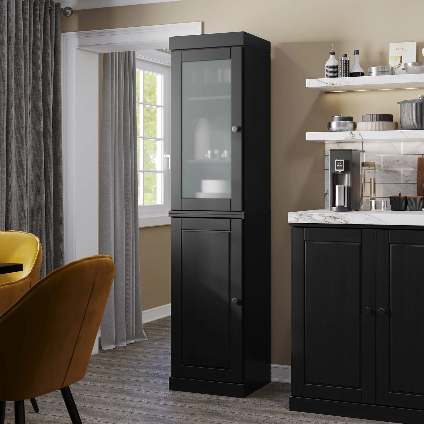 100% Solid Wood 16.5" Kitchen Pantry Cabinet with Doors by Palace Imports