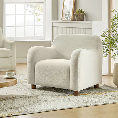Heinrich 35" Wide Boucle Upholstered Armchair  with Solid Wood Legs