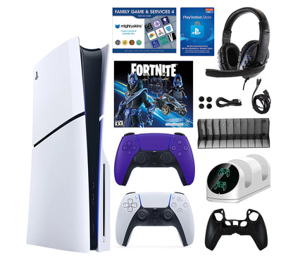 Clearance Sale PS5 Slim 1TB Disc or Digital Console with Fortnite Accs & 2 Controllers