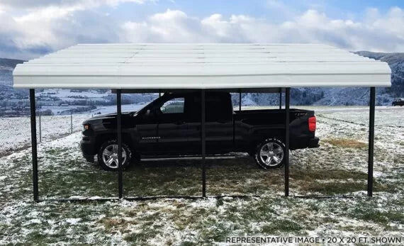 20′ x 20′, Eggshell Carports,Carport with Galvanized Steel Roof Panels