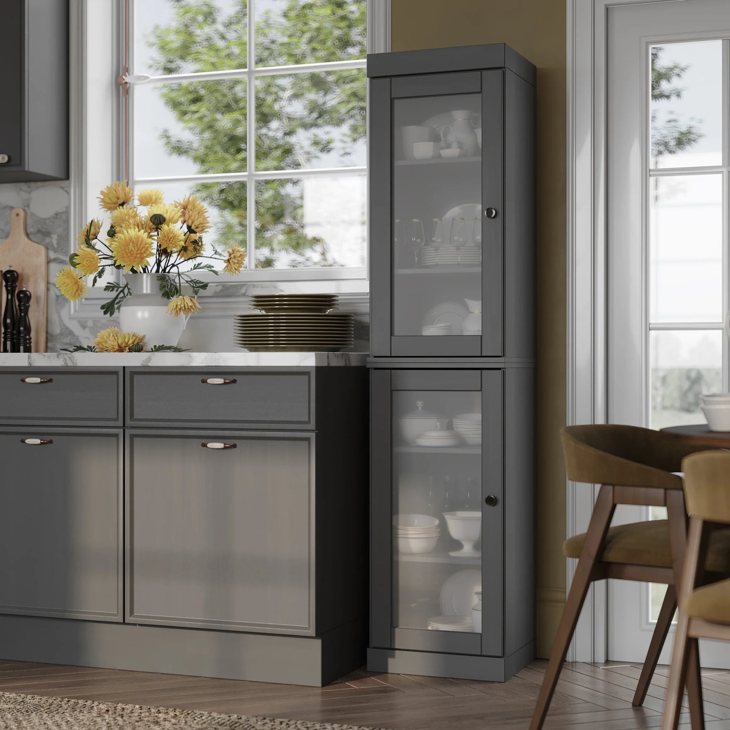 100% Solid Wood 16.5" Kitchen Pantry Cabinet with Doors by Palace Imports