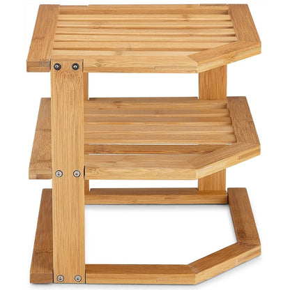 Bambusi Corner Kitchen Storage Shelf for Organizing Plates and Bowls