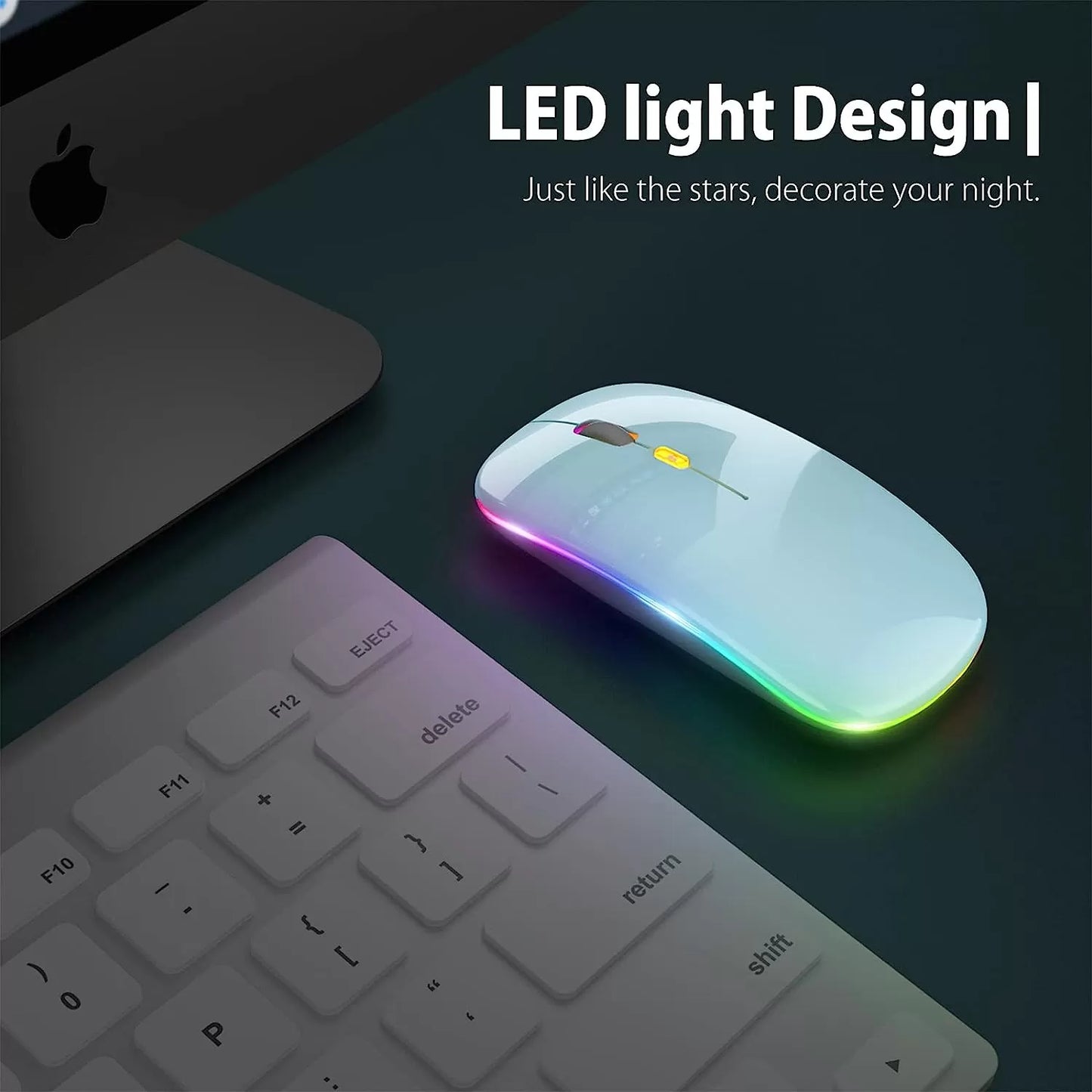 [Upgrade] LED Wireless Mouse, Slim Silent Mouse 2.4G Portable Mobile Optical Office Mouse with USB & Type-c Receiver, 3 Adjustable DPI Levels for Notebook, PC, Laptop, Computer, MacBook (Pink)
