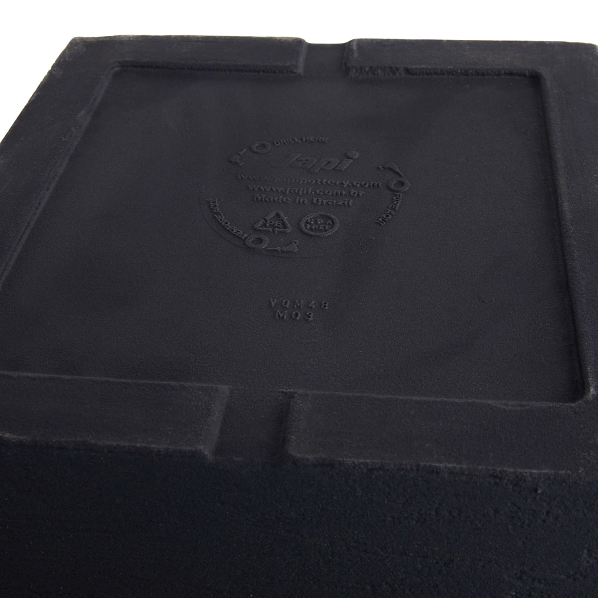 Japi All-Weather Black Lead Modern Square Outdoor Planter, Large