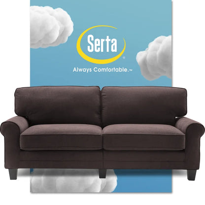 Serta Copenhagen 78" Sofa Couch for Two People with Pillowed Back Cushions and Rounded Arms
