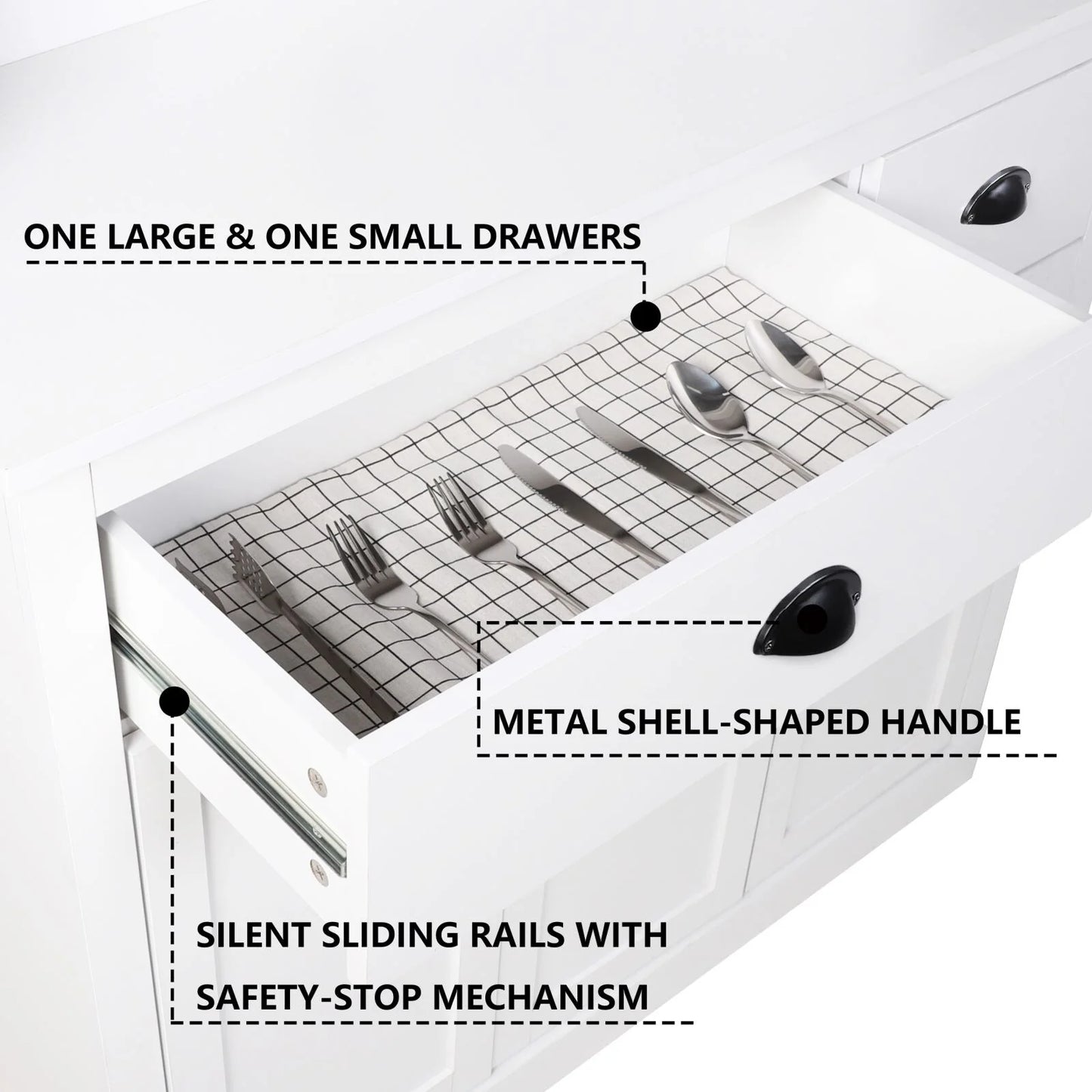VEIKOUS Pantry Kitchen Cabinet Storage with Microwave Stand and 3 Adjustable Shelves