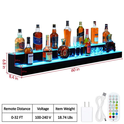 LED Light-Up Wine Bottle Display Rack, Wall-Mounted Acrylic