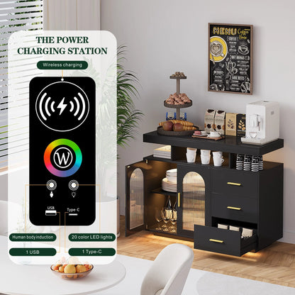 39''Wide Sideboard With LED Light - N/A