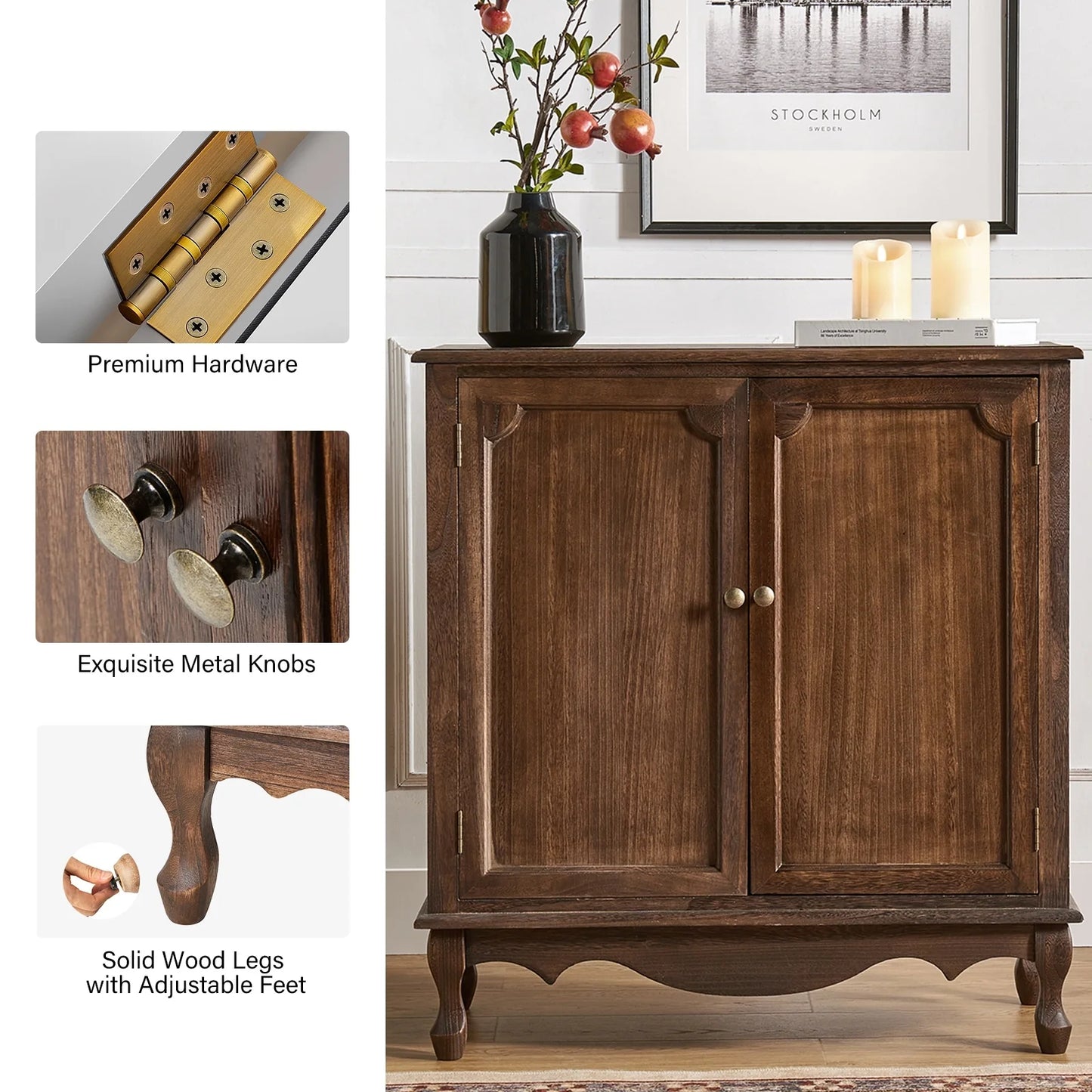 Pallantium 34"Tall-2 Door Farmhouse Style Accent Cabinet by HULALA HOME