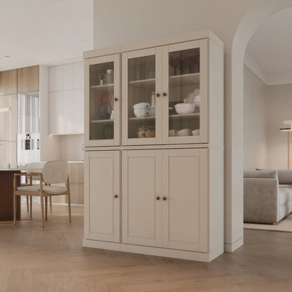 Palace Imports 100% Solid Wood China Pantry with Glass or Solid Wood Doors and 2-Drawers - 48.5" x 71.5"