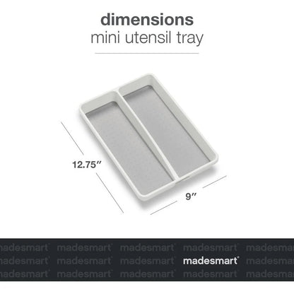 Mini 2 -Compartments Plastic Utensil Tray for Drawers Organizer, White