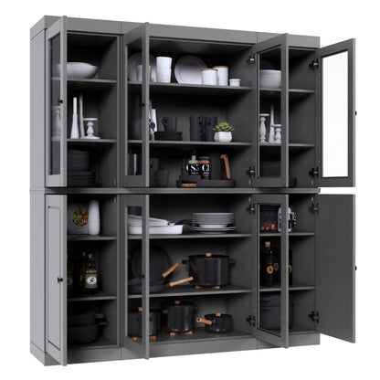100% Solid Wood 65" Kitchen China Pantry Buffet by Palace Imports - 65" x 71.5"