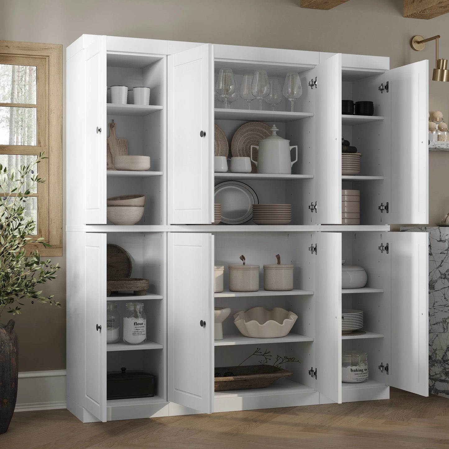 100% Solid Wood 65" Kitchen China Pantry Buffet by Palace Imports - 65" x 71.5"