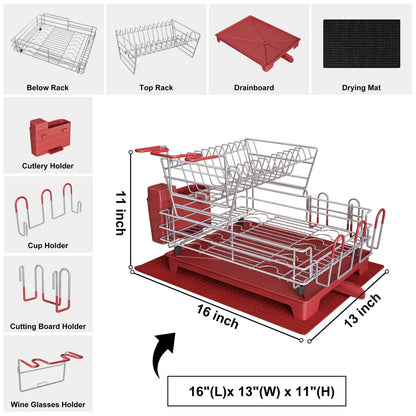JASIWAY 2 Tier Kitchen Stainless Steel Dish Rack
