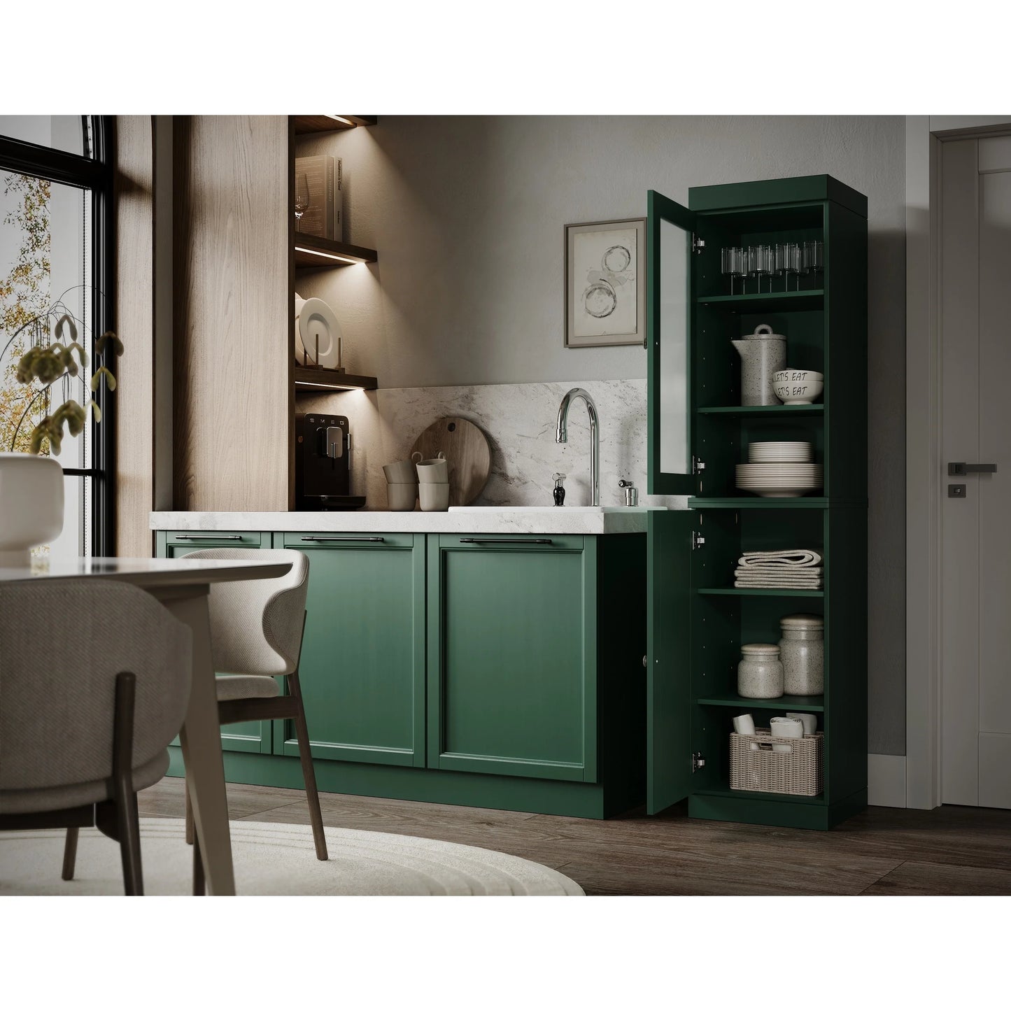 100% Solid Wood 16.5" Kitchen Pantry Cabinet with Doors by Palace Imports