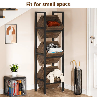 Vertical Standing Basket Storage Tower for Kitchen Bathroom Living Room