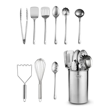 Stainless-Steel Kitchen Utensil Set - 10 Piece Set