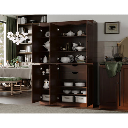 Palace Imports 100% Solid Wood China Pantry with Glass or Solid Wood Doors and 2-Drawers - 48.5" x 71.5"