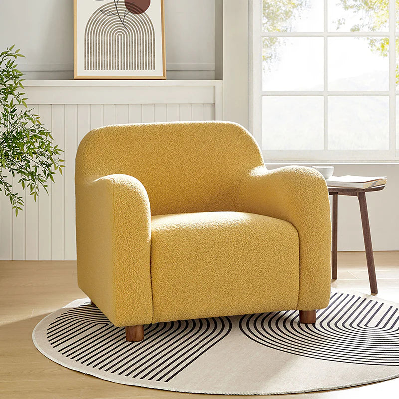 Heinrich 35" Wide Boucle Upholstered Armchair  with Solid Wood Legs