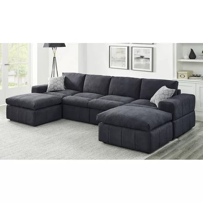 Anchoretta 134" Wide Reversible Modular Sectional with Ottoman