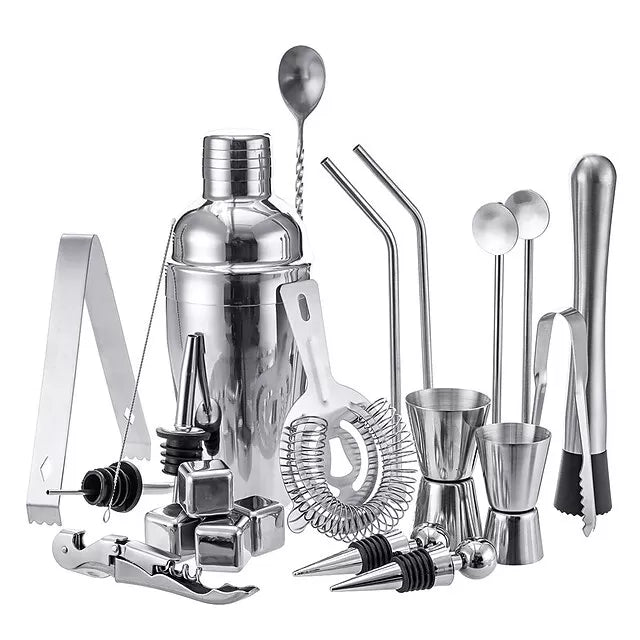 Insulated Cocktail Shaker Bartender Kit Cocktail Shaker Mixer Stainless Steel 350ml Bar Tool Set with Stylish Bamboo Stand Perfect Home Bartending Kit and Martini Cocktail Shaker Set