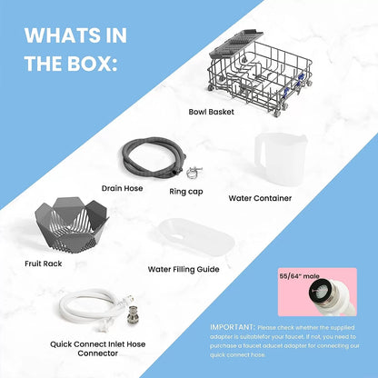 COMFEE' Portable Dishwasher Countertop, Mini Dishwasher with 5L Built-in Water Tank, No Hookup Needed, 6 Programs, 360° Dual Spray, 192°F High-Temp& Air-Dry Function, Dishwasher for Apartments& RVs