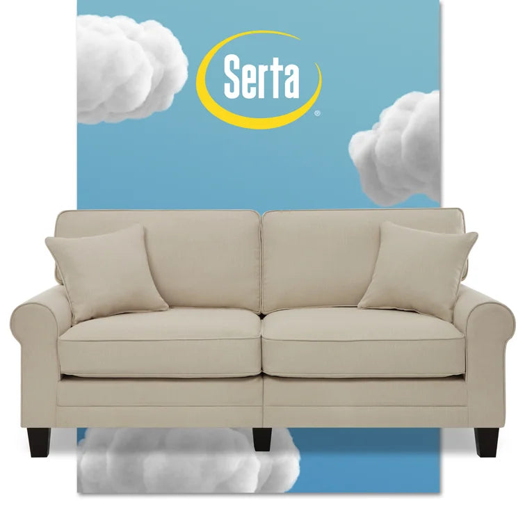 Serta Copenhagen 78" Sofa Couch for Two People with Pillowed Back Cushions and Rounded Arms